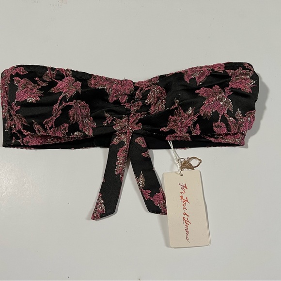 For Love & Lemons floral bralette size S NWT black pink and metallic gold - Picture 5 of 13